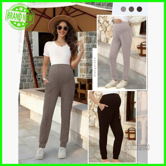 Maternity Joggers 3 Pack Over Belly Stretchy Lounge Sweatpants with Pockets - Picture 2 of 7